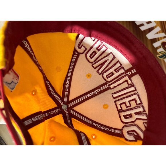 ADIDAS CAVALIERS NBA Hat Yellow Burgundy Denim Baseball Adjustable Backing - Picture 2 of 9